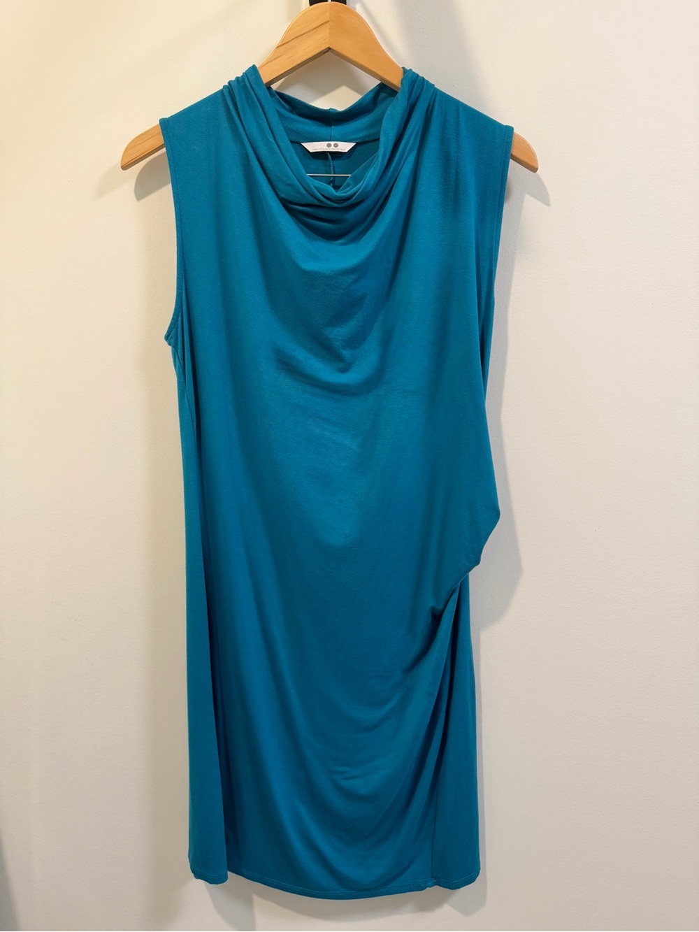 Three Dots Teal Sleeveless Drape Dress